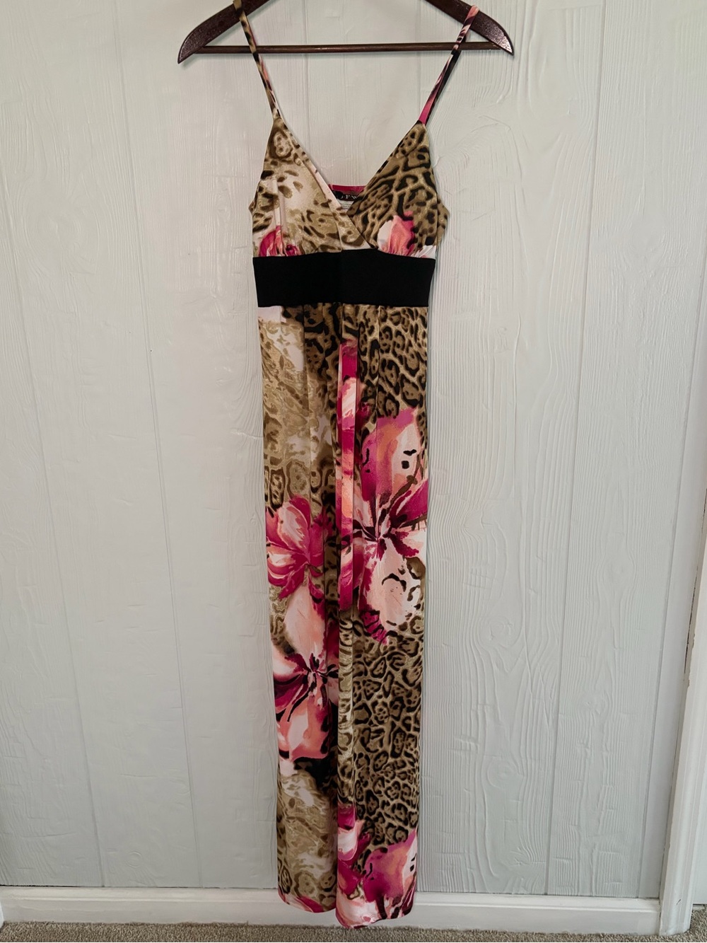Just For Wraps JFW Women’s Size Small Cheetah & Pink Maxi Dress